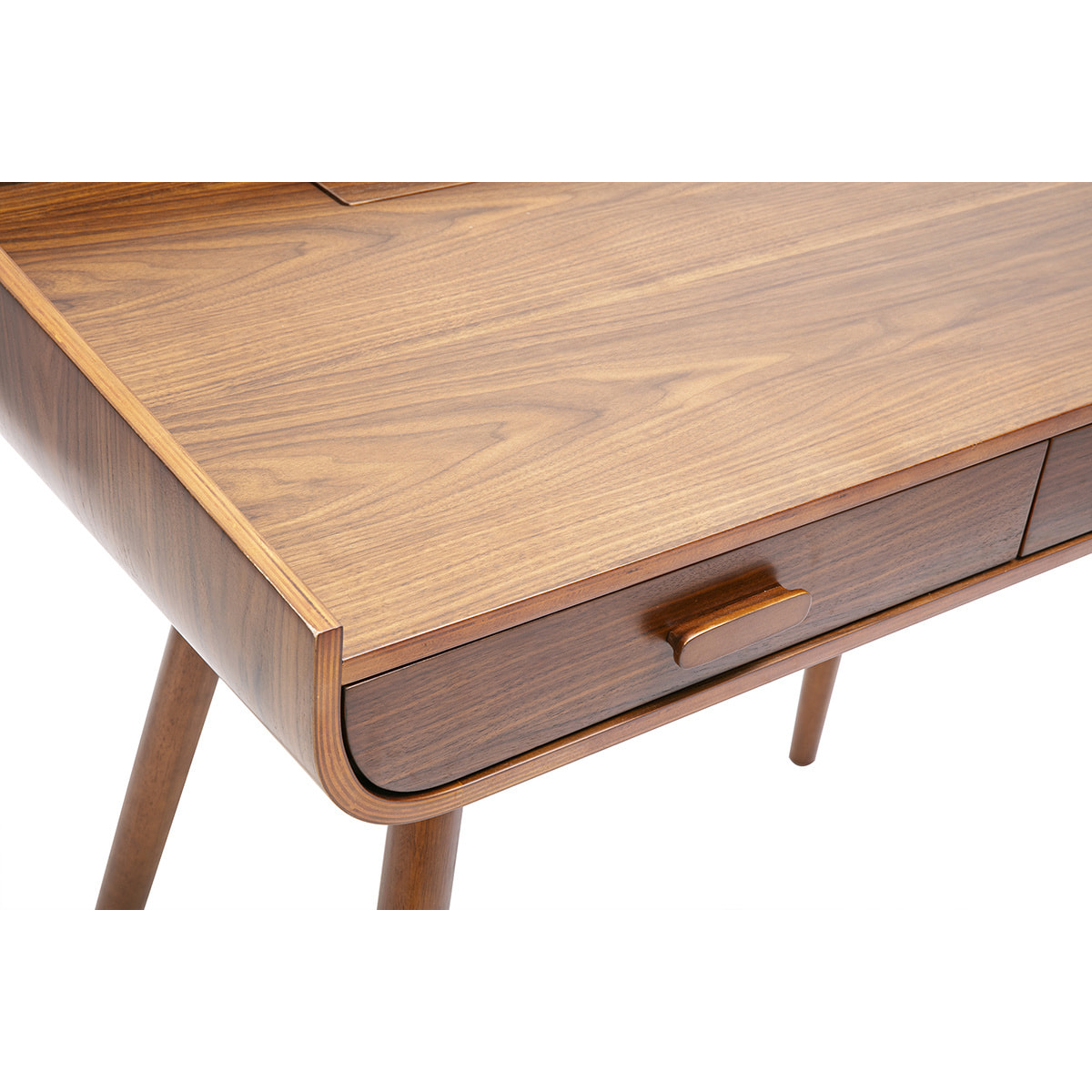 Bureau scandinave bois foncé avec rangements 2 tiroirs L100 cm HALLEN