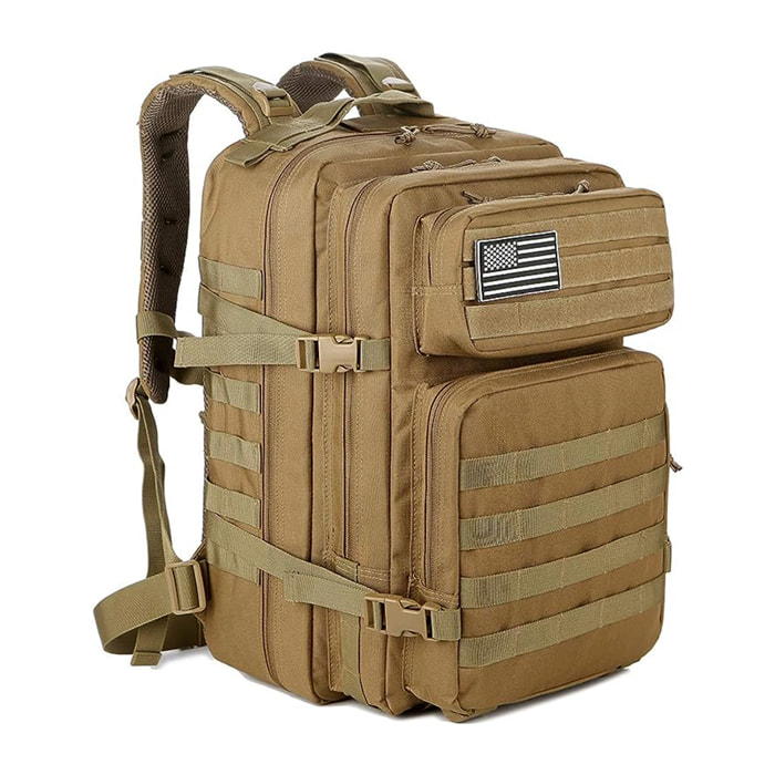 Mochila táctica militar de 45 Litros con sistema Molle de gran capacidad e impermeable. Perfecta para emergencias, días de caza, senderismo y acampadas.