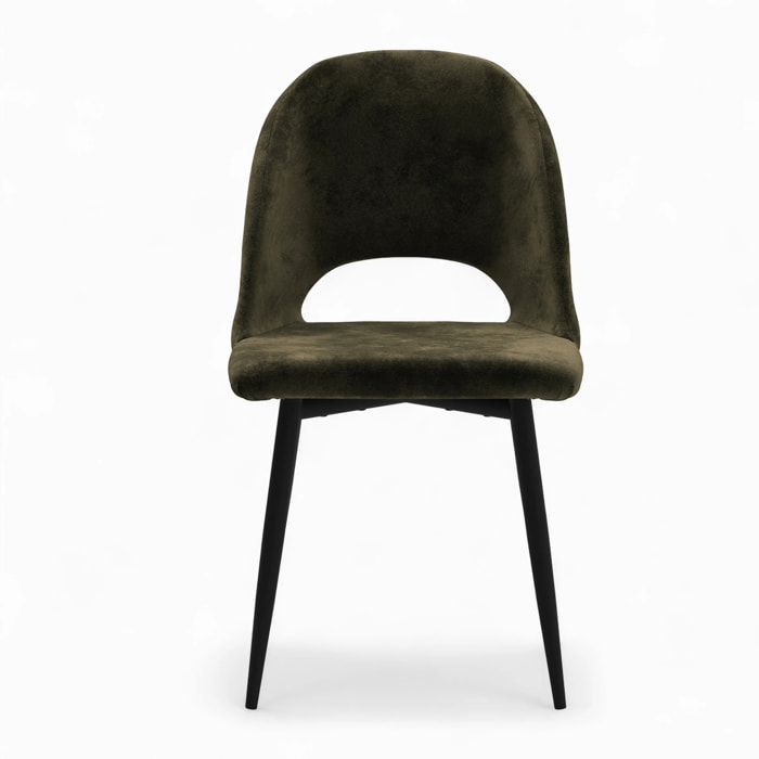 Pack 2 chaises et 2 chaises de bar 65 cm en velours vert - Pénélope