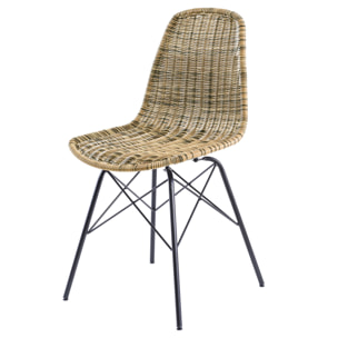 Table et chaises de jardin 8 personnes en bois de teck, résine tressée - Tiptur