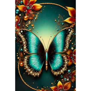 STAMPA DECORATA SU TELA LACCATA C/CORNICE BUTTERLY -A- CM 70X4X100