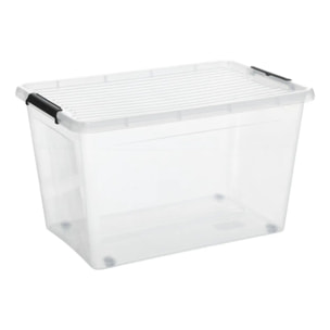 Boîte de rangement Clip'N Box rectangulaire 60L transparent