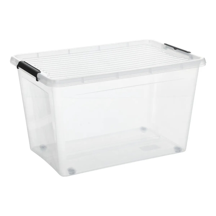 Boîte de rangement Clip'N Box rectangulaire 60L transparent