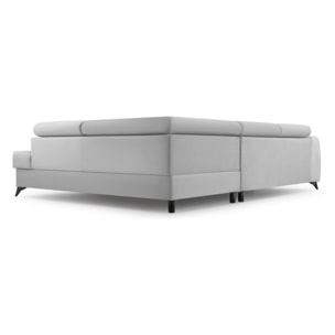 Aneta - canapé d'angle droit 5 places - convertible avec coffre et têtières - en velours - Gris clair
