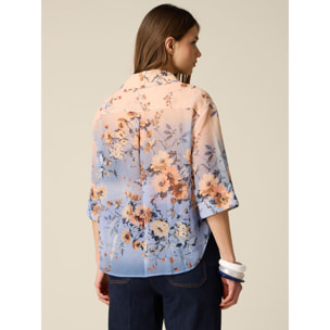 Oltre - Camicia boxy fantasia - Azzurro