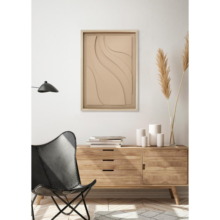 Cuadro Curves resina 3D texturizado beige 70x50x4 cm