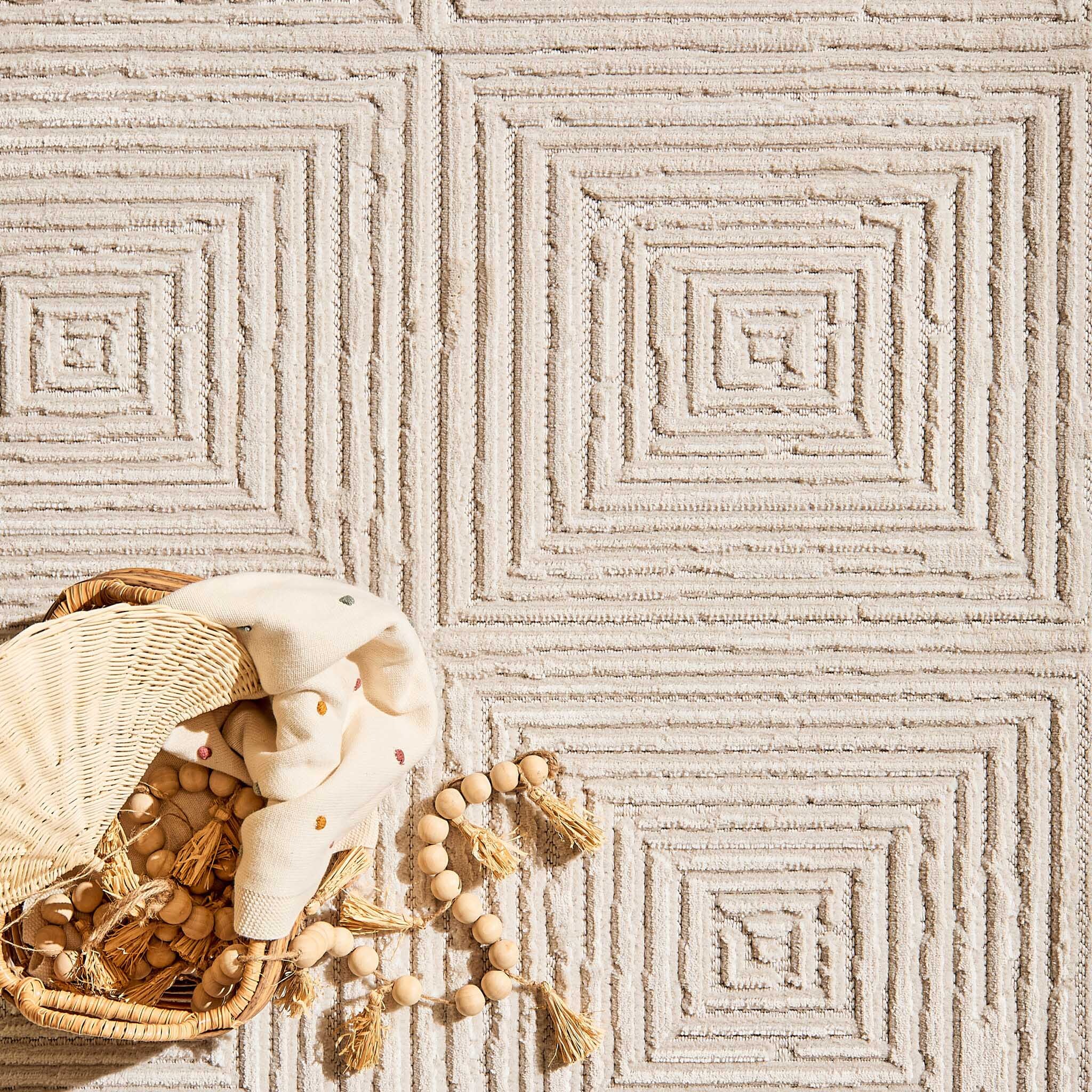 Tapis Loopin 323 Creme - Motif en relief - Indoor & Outdoor