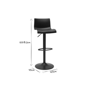 Tabourets de bar réglables design en métal noir (lot de 2) ONA