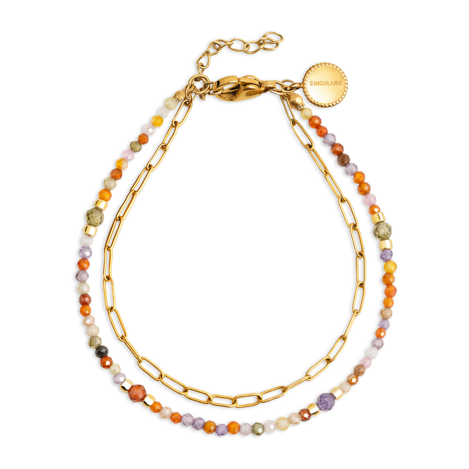 Pulsera Double Crystal Summer Acero Baño Oro