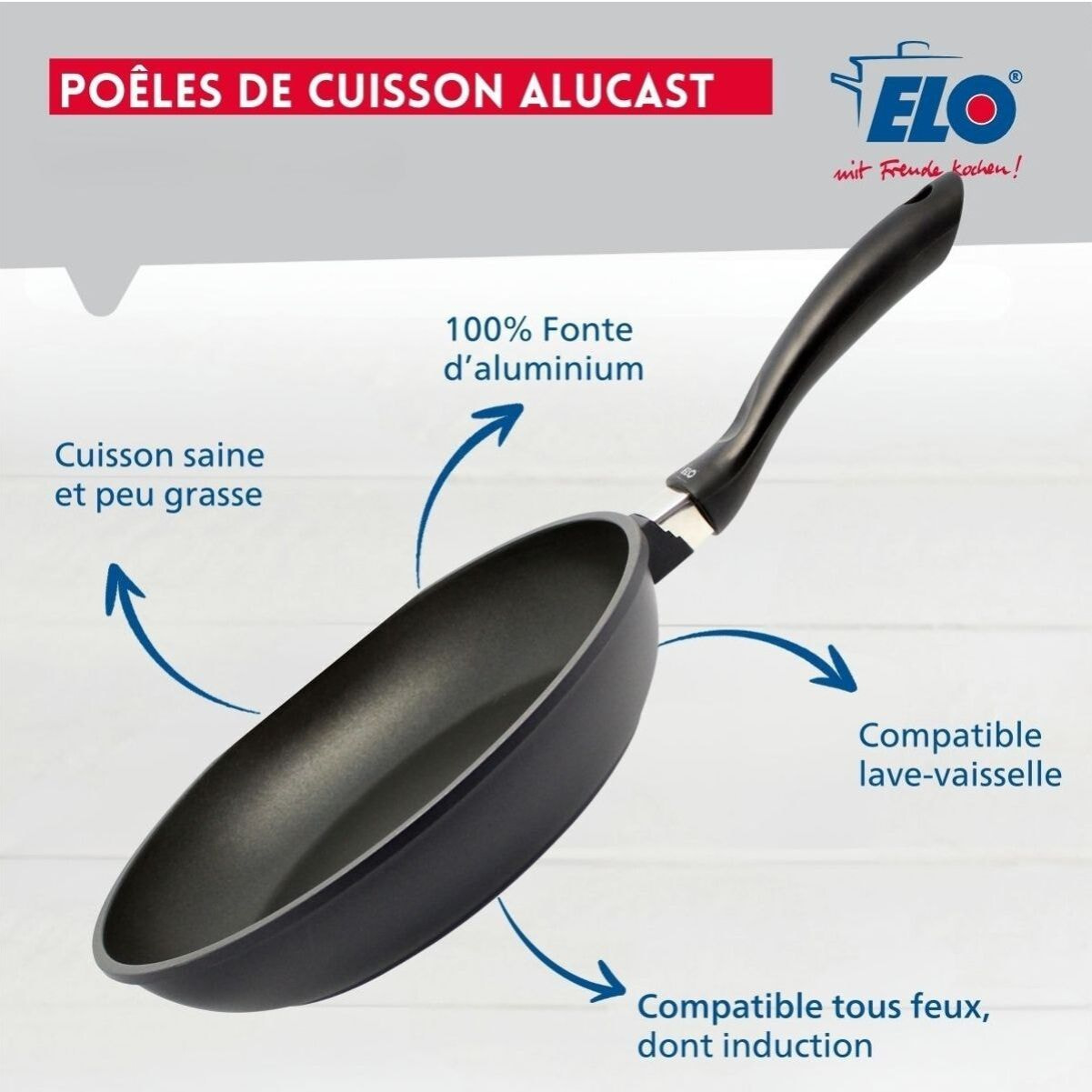Lot de 2 poêles sans PFAS Elo Alucast