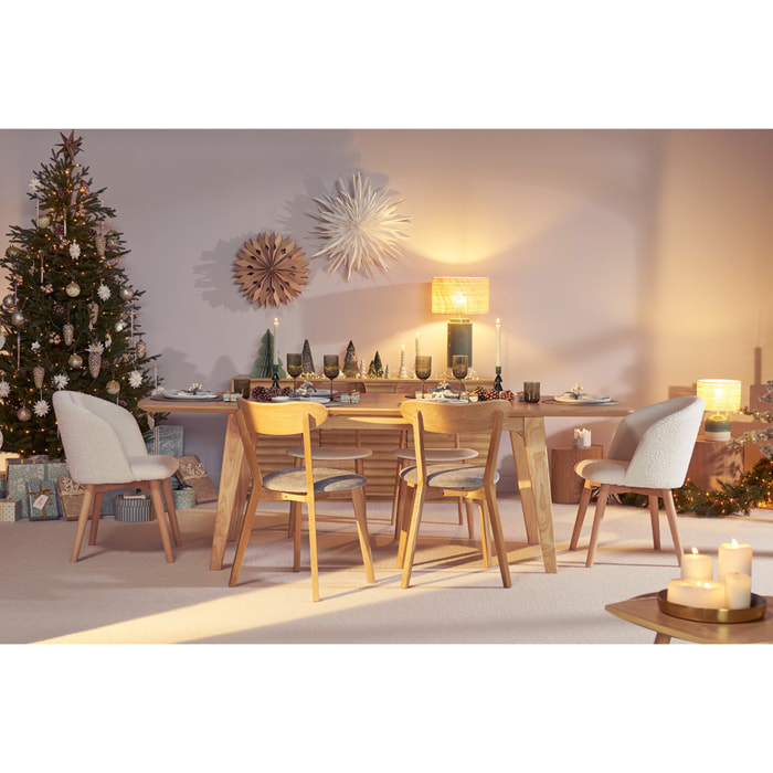 Chaises vintage en bois clair chêne et tissu gris (lot de 2) DOVE