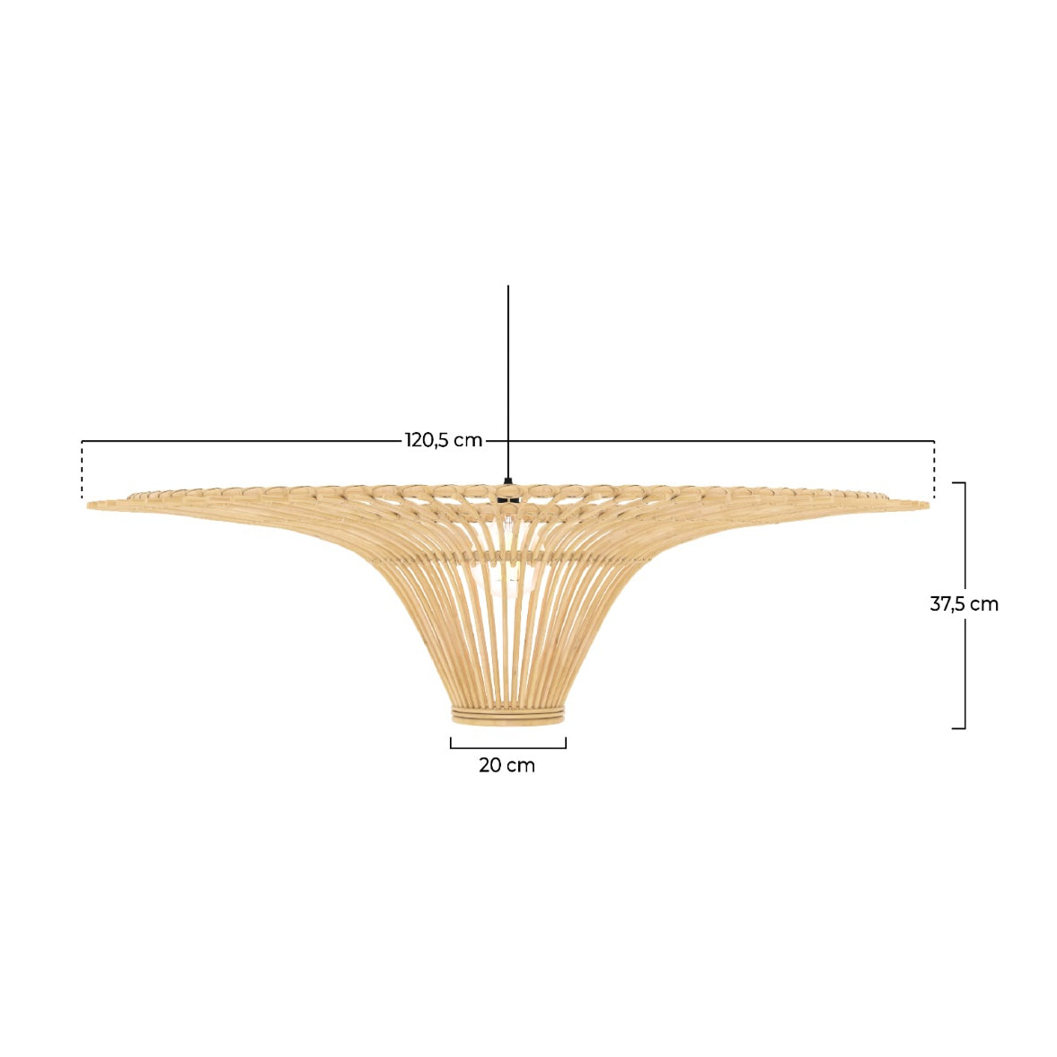 Abat-jour D120,5 cm en rotin naturel - Olga