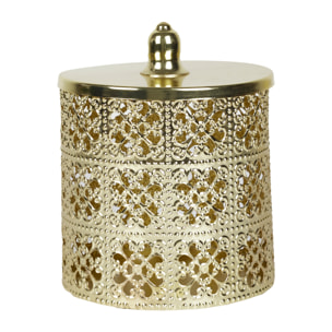 Boite Deco Doree Avec Couvercle H13.5cm