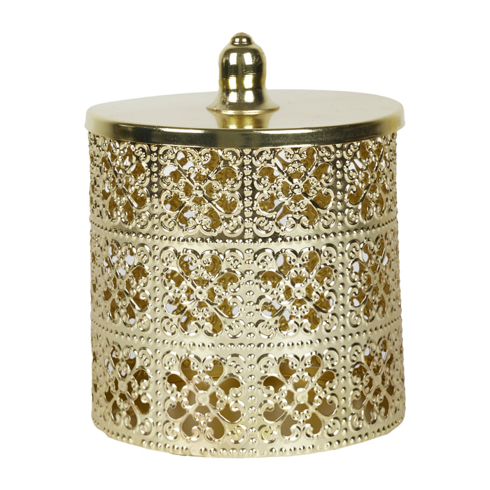 Boite Deco Doree Avec Couvercle H13.5cm