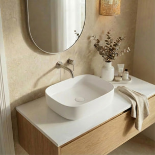 Vasque à poser rectangulaire 50 x 37,5 x 13,5 cm sans trop-plein blanc mat PixL (CEPX4937WM)