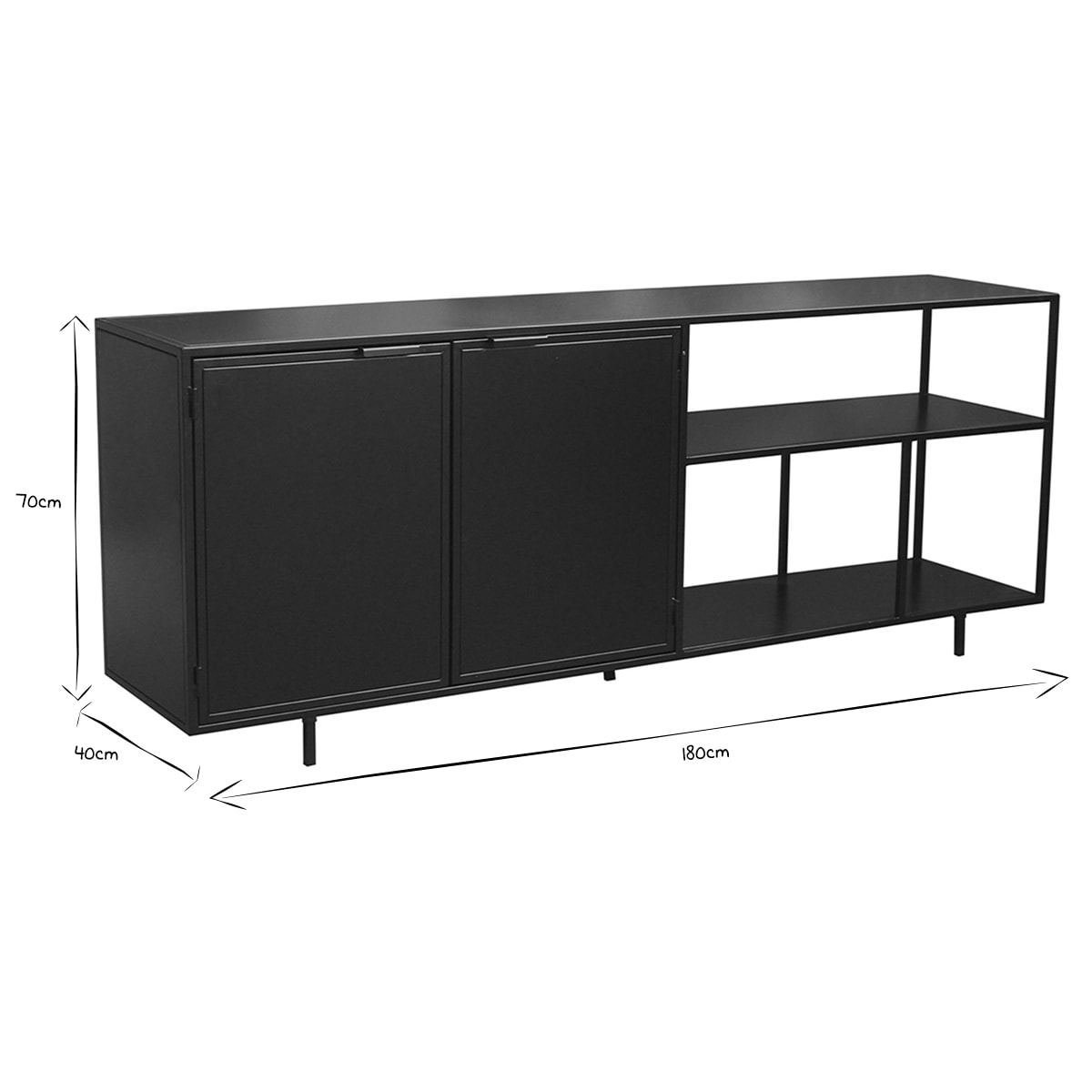 Buffet industriel en métal noir 2 portes L180 cm KARL