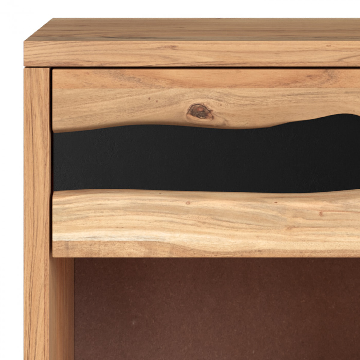 Table de chevet en bois d'acacia et métal, 1 tiroir et 1 niche - Alabama