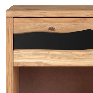 Table de chevet en bois d'acacia et métal, 1 tiroir et 1 niche - Alabama