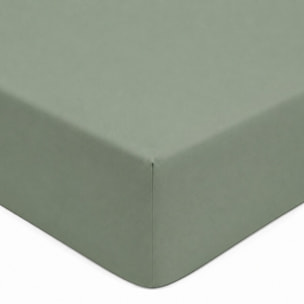 Drap housse percale de coton -bonnet 30cm-uni sauge