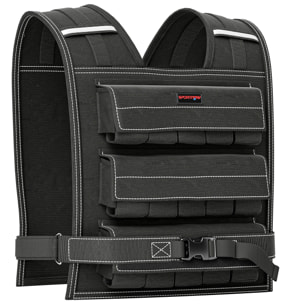 Chaleco Lastrado 20kg Chaleco de Lastre Ajustable con 20 Paquetes de Peso Banda Reflectante Chaleco Peso para Entrenamiento Fuerza Jogging Crossfit Negro