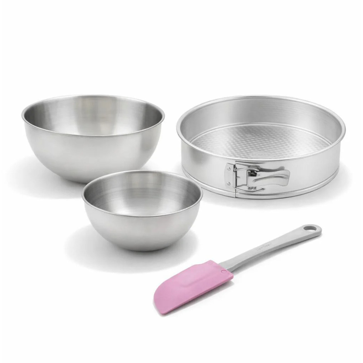 Set comprenant 1 Moule à manqué charnière, 1 spatule Zenker et 2 bols à mixer en inox Fackelmann