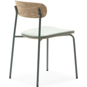 Lot de 2 chaises en tissu et effet bois - SVALA