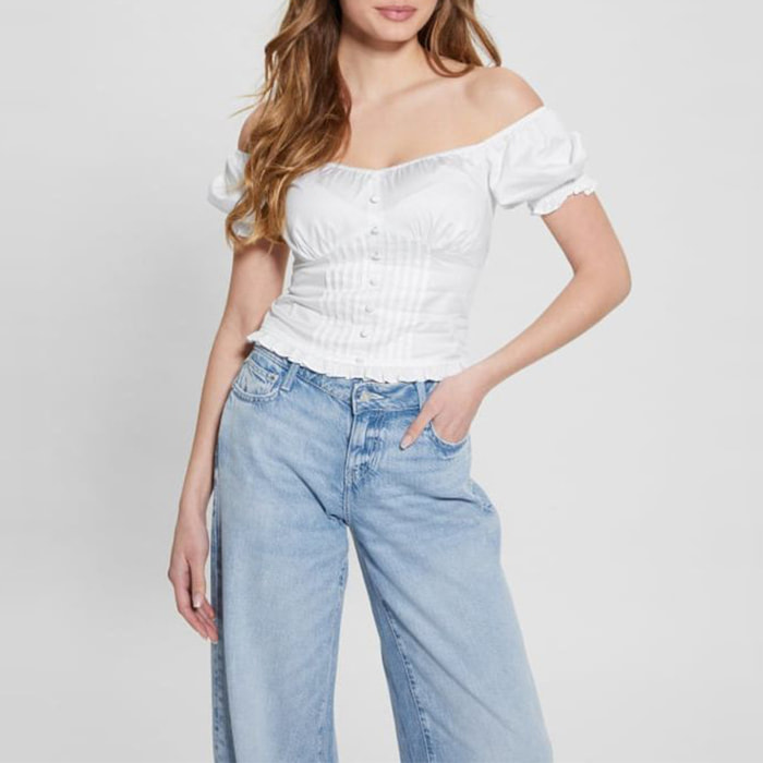 Blouse Suri - coupe ajustée - coton - blanc