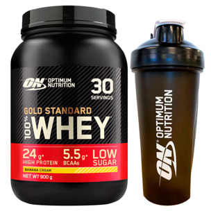 Gold Standard 100% Whey Proteine in Polvere con Aminoacidi Banana 900g 30 Porzioni + Shaker