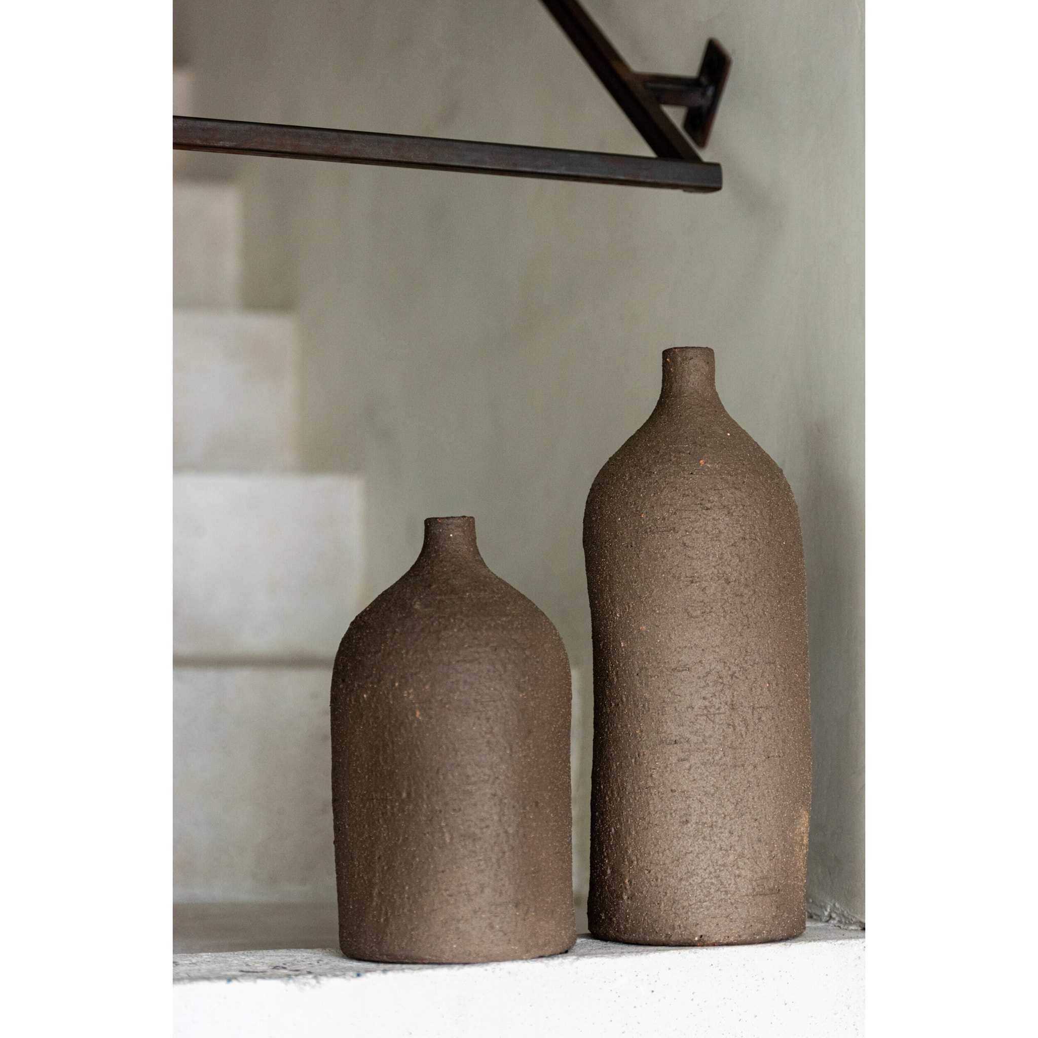 J-Line Vase Enya Bouteille Ceramique Marron Medium