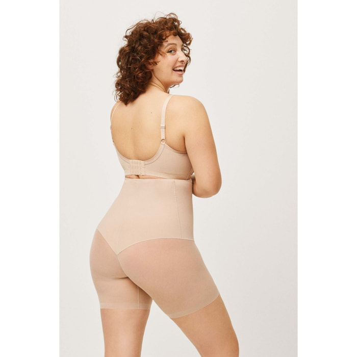 Guaina modellante addominale alta, compressione media, tessuto tulle beige