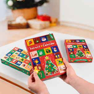 Caja para montar y rellenar. Calendario de adviento, con 24 huecos en total. (No incluyen regalos).