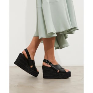 Sandalias de cuña Miso Negro 11 cm