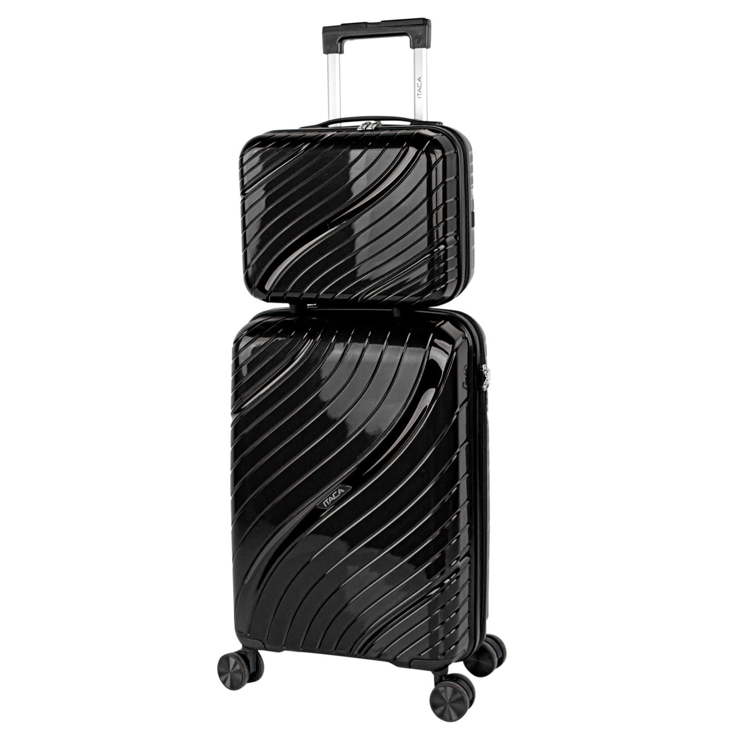 Juego De Maletas Rígidas Pp Itaca Danubio Negro
