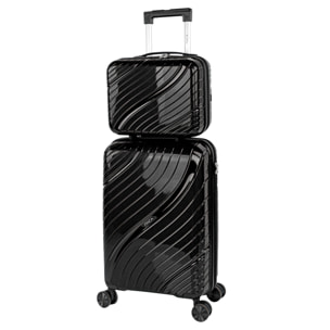 Juego De Maletas Rígidas Pp Itaca Danubio Negro