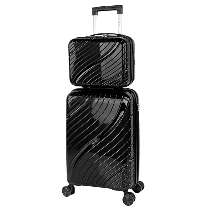 Juego De Maletas Rígidas Pp Itaca Danubio Negro