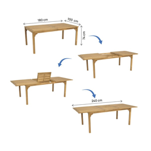 Table de jardin extensible en bois 180/240 cm "Valladolid" – 6 à 10 places - Marron