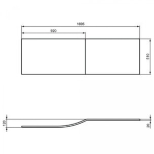 Ideal Standard Tablier baignoire frontal 1700 mm asymétrique Connect Air blanc