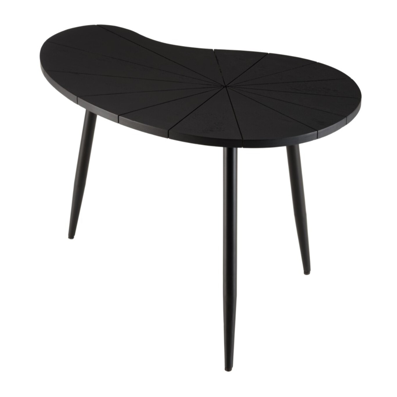JAMES - Table d'appoint ovoïde plateau texturé noir mat pieds fer noir