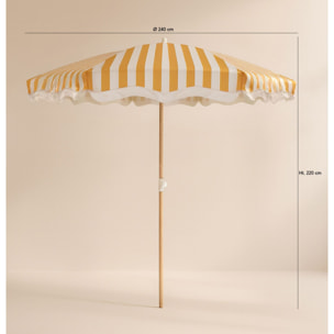 Parasol en polyester à rayure et métal imitation bois jaune ISOLA
