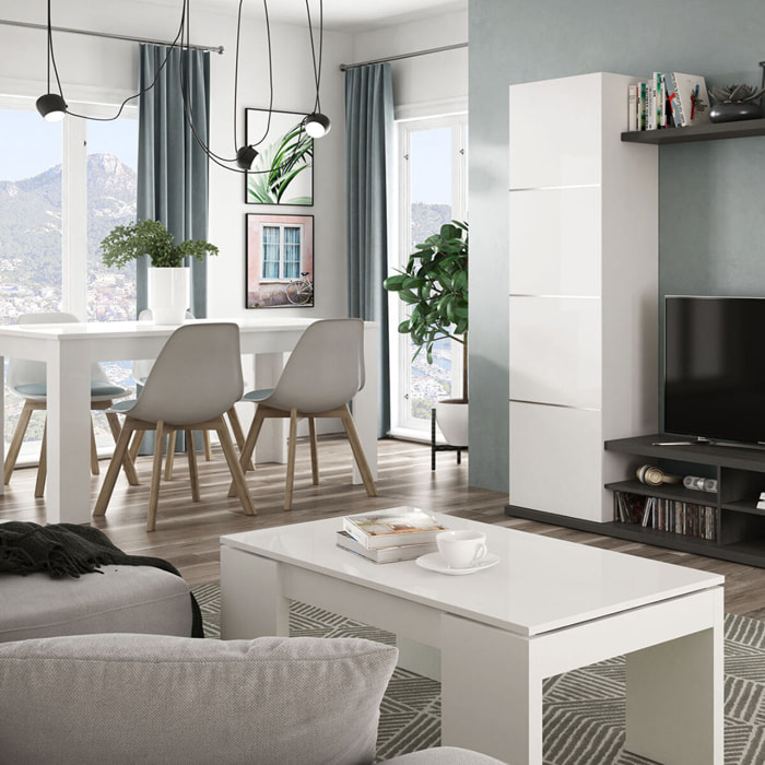 Mesa Centro Elevable 43x100x50 Cm Blanco Brillo
