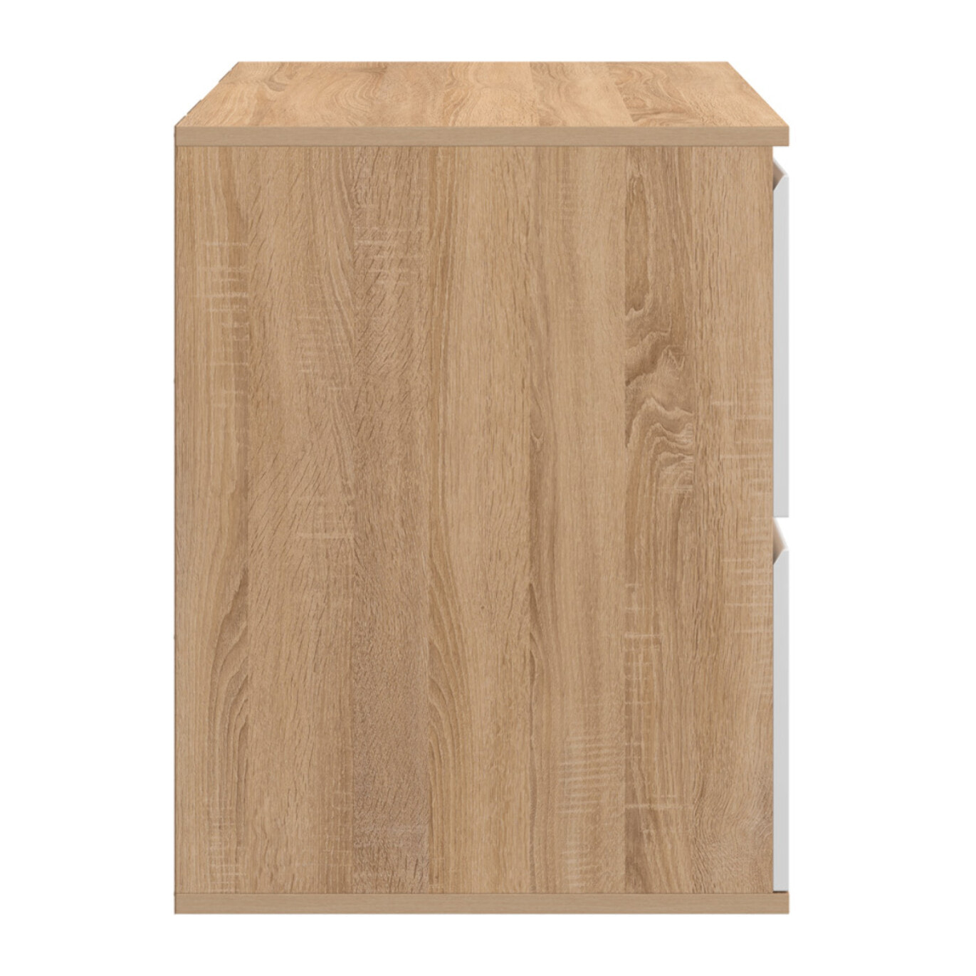 Meuble sous vasque suspendu Tom 2 tiroirs blanc et effet hêtre L60cm