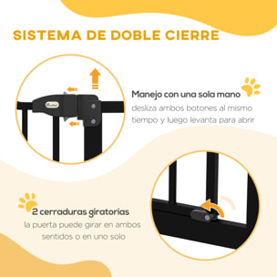 Barrera para Perros Puerta para Perros con Ancho Ajustable 74-100 cm Barrera de Seguridad para Perros con 2 Extensiones para Escaleras y Puertas Negro