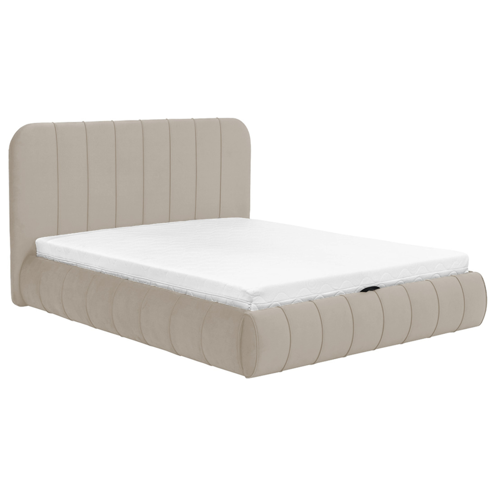 Elsa - lit coffre - 160x200 cm - en velours - sommier inclus - Beige