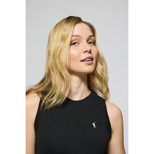 Maglietta basic nera smanicata a girocollo con logo Rigby Go ricamato