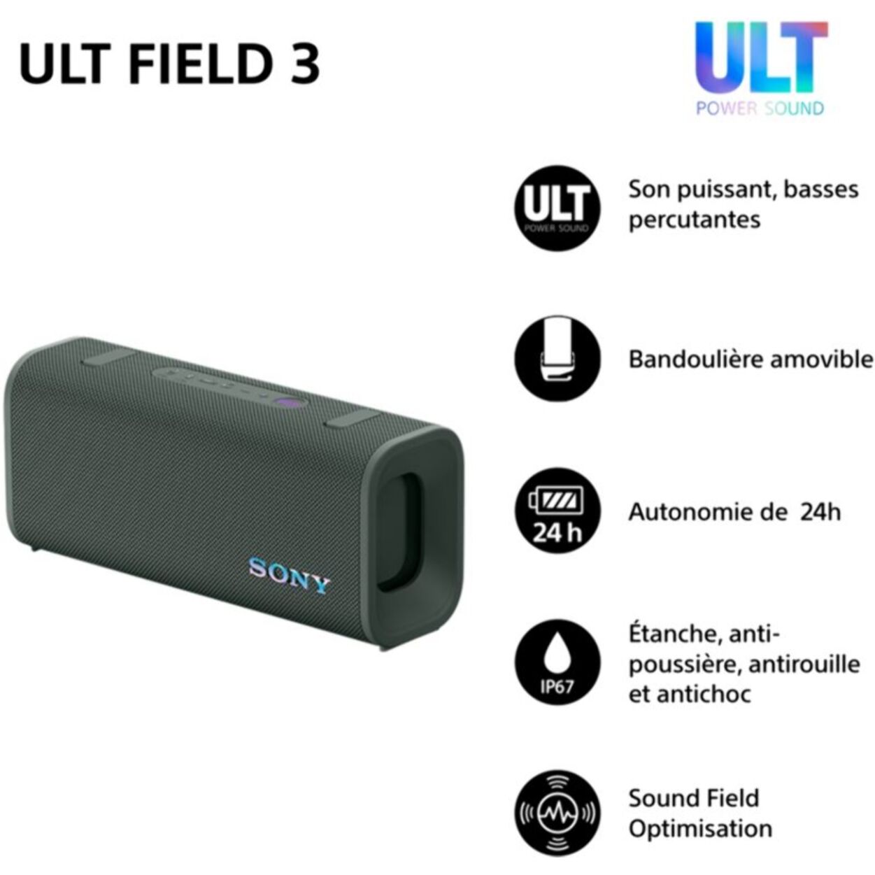 Enceinte portable SONY ULT FIELD 3 Gris foret