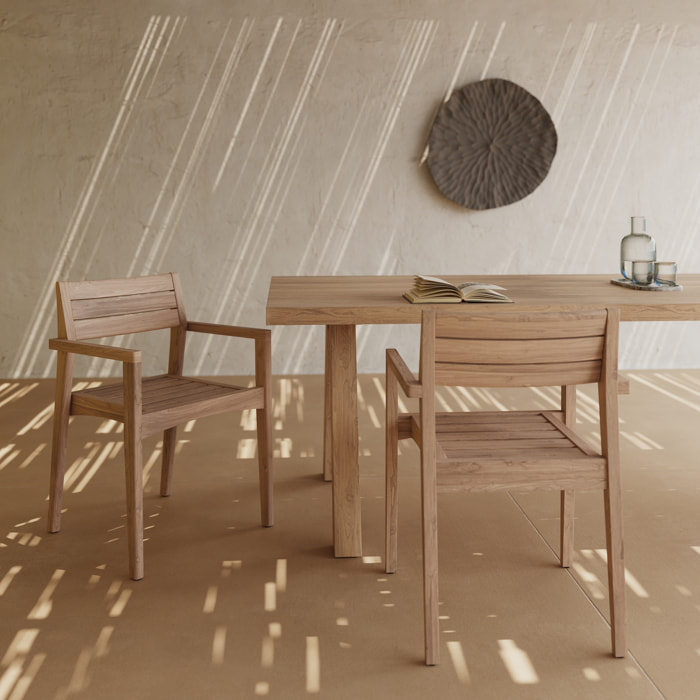 Lot de 2 chaises de jardin en bois de teck recyclé  - Yogy