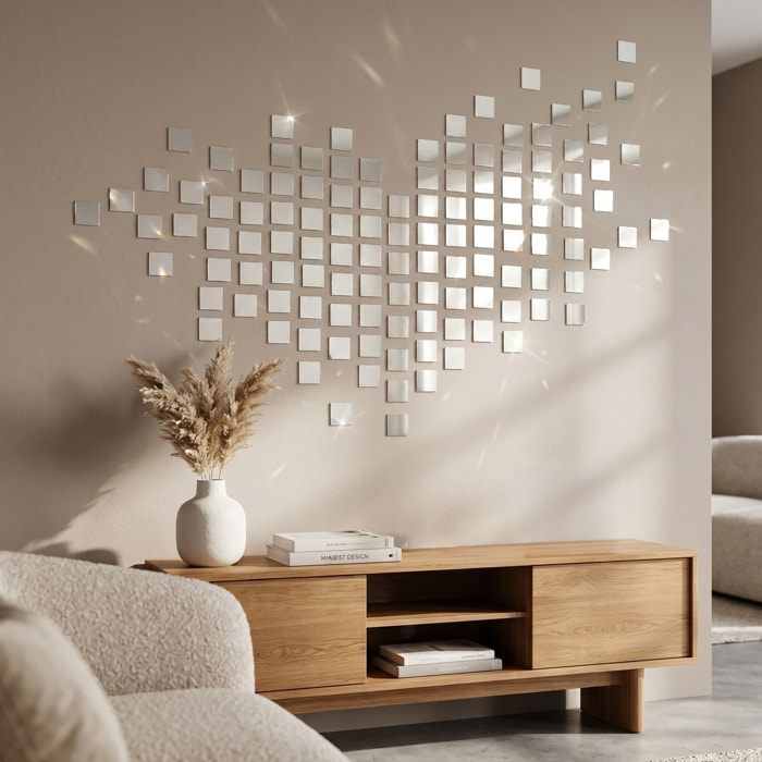 Pack de 100 stickers miroirs mosaïques 2 x 2 cm