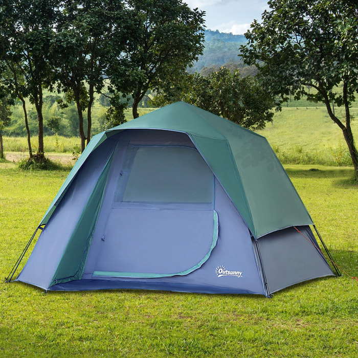 Tente de camping pop up montage instantané 3 pers. bleu vert