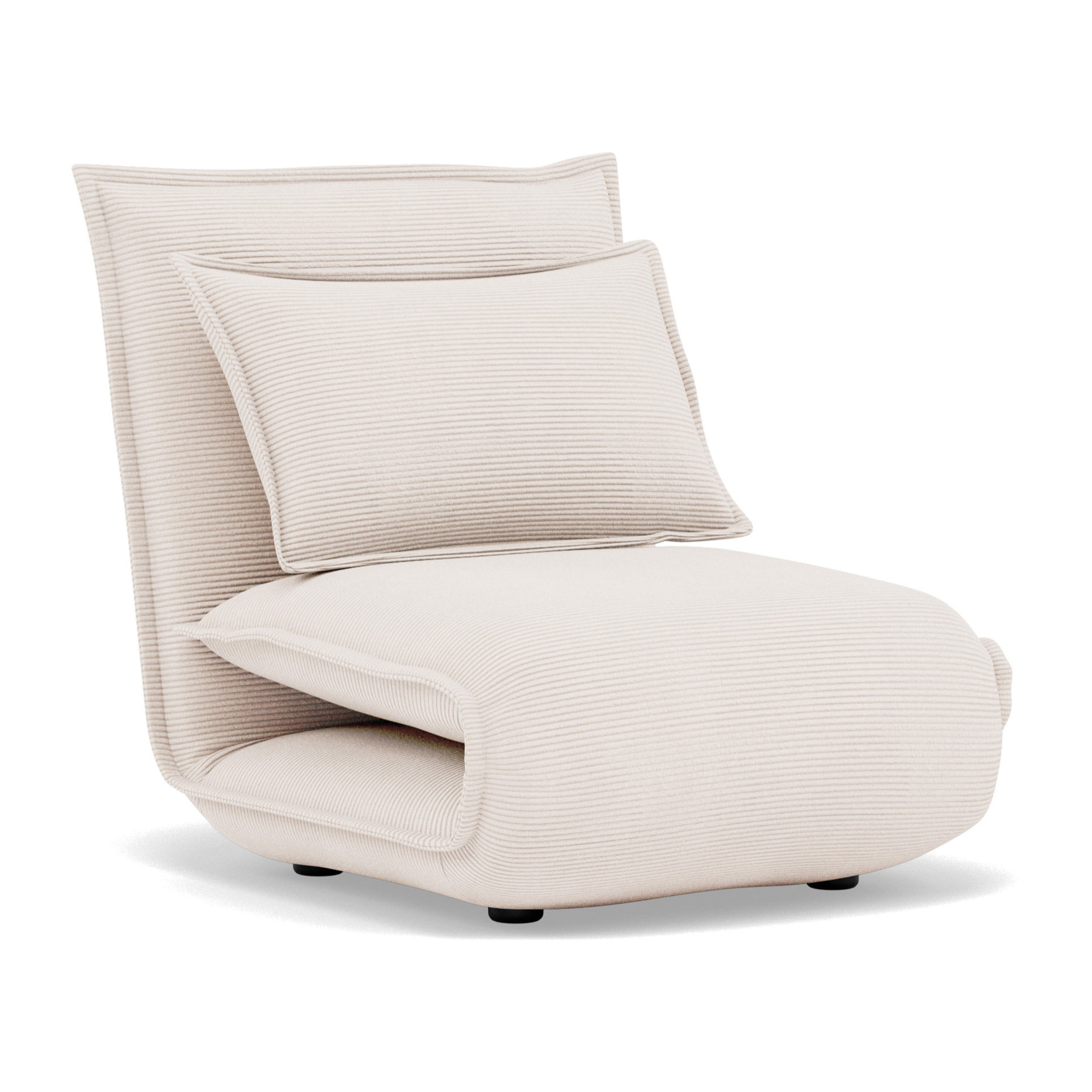 Candice - Banquette 1 place convertible clic-clac en velours côtelé - Beige