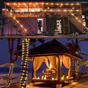 Guirnalda de luces solares recargables de 480 luces led blanco cálido con control remoto